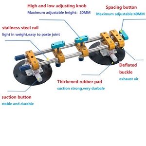 Ventouse industrielle manuelle pour <span class=keywords><strong>carreaux</strong></span> de verre et marbre, ventouse à double coussinet plat pour couture en alliage d'aluminium et caoutchouc pour outil OEM - Product Image 3