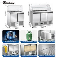 Table de préparation de salades commerciale américaine à 3 portes en acier inoxydable, à température unique, avec refroidissement par air, affichage numérique LED et dégivrage automatique