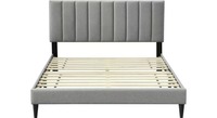 Meubles de chambre à coucher au design moderne, lit capitonné gris, lit king-size ou queen-size