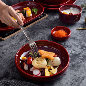 <span class=keywords><strong>Unicasa</strong></span>-Juego de platos de cerámica para restaurante, vajilla de cerámica esmaltada de color, color rojo, nuevo diseño - Product Image 2