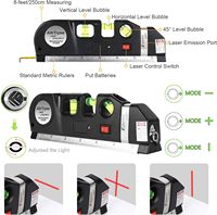 Kit de niveau laser multifonctionnel avec ligne croisée standard et règle métrique de 2,5 m (8 pi) pour l'agencement de tableaux, les murs carrelés et les armoires