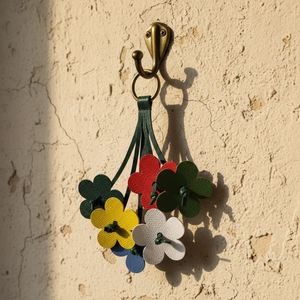 PU Leather Colorful Floral Charm Vibrant Flower Shape <b>Mini</b> Bouquet Light Keychain Durable High Quality for Cars <b>Backpacks</b> - Product Image 4