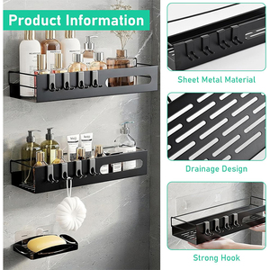 Organisateur de <span class=keywords><strong>douche</strong></span> antirouille, étagères de rangement murales pour salle de bain, <span class=keywords><strong>porte</strong></span>-<span class=keywords><strong>savon</strong></span>, égouttoir de salle de bain, support de rangement en métal avec <span class=keywords><strong>porte</strong></span>-brosse <span class=keywords><strong>à</strong></span> dents - Product Image 6