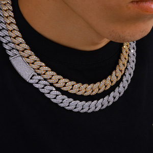 Fashion Hip Hop Bling Moissanite Prong Cuban <b>Chain</b> 925 Sterling Silver Custom <b>Iced</b> <b>Out</b> Cuban Necklace VVS1 Tester Pass - Product Image 1