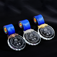 MH-NJ0165 Médaille de sport personnalisée en cristal haut de gamme MVP ronde en or, argent, bronze, 5 cm, 6 cm, 7 cm, 8 cm