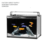 Aquarium carré en verre ultra-clair avec filtre arrière intégré, aquarium de bureau avec couvercle coulissant, vidange rapide, tailles personnalisables