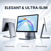 Terminal de point de vente (TPV) ultra fin pour magasin de détail, écran tactile de 15,6 pouces, système de point de vente tout-en-un sous Windows