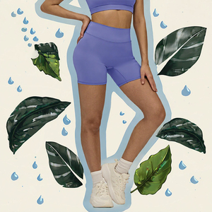 Shorts de yoga taille haute pour femme, effet push-up fessier, contrôle du ventre, avec ceinture sans couture, style cycliste, pour la course et le fitness - Product Image 3