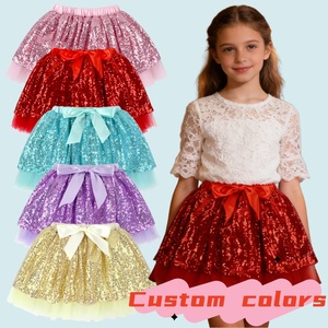 टॉडलर लड़की स्कर्ट बच्चों टुल स्कर्ट ठोस रंग छोटे स्कर्ट लड़कियों जन्मदिन की छुट्टी आकस्मिक स्पार्कलिंग सीटिन ट्यूटू डांस स्कर्ट - Product Image 1