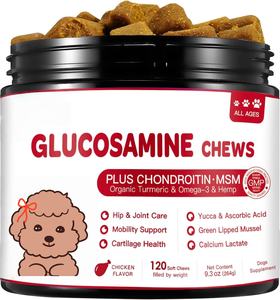 Complément articulaire à la glucosamine et à la chondroïtine pour chiens - Absorption rapide, friandises molles sans céréales pour soulager les douleurs articulaires et de la hanche - Product Image 1