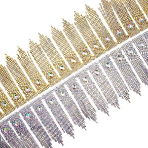 Bande de strass florale dorée, garniture de fleurs argentées en cristal pour robe caftan, bordure décorative, design scintillant Pro - Product Image 2