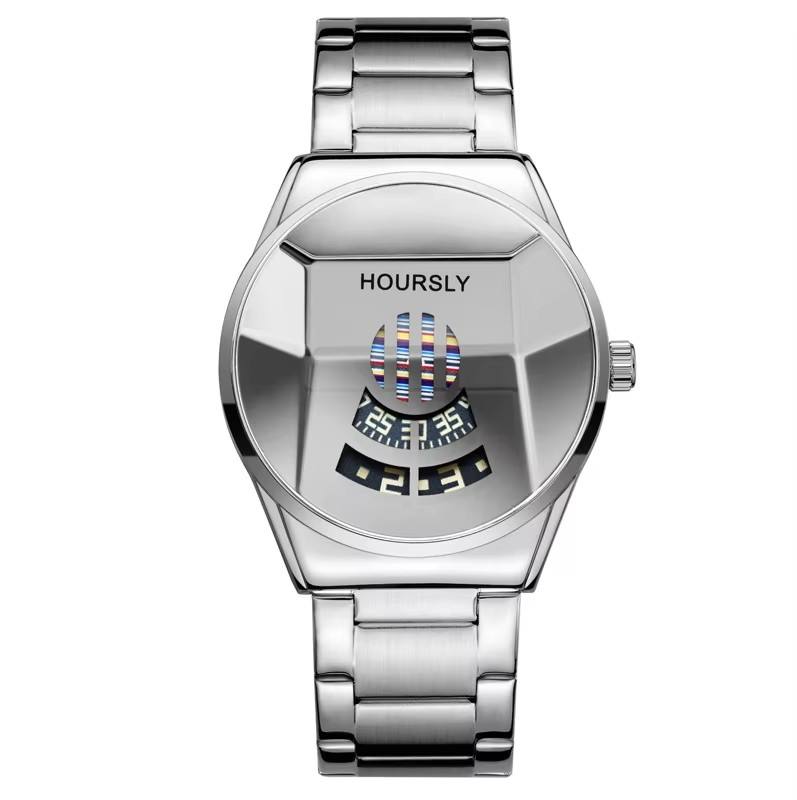 4 silver gray, hoursly, steel strap