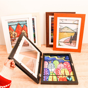 Fuling vente chaude créatif personnalisé à la main boîte d'ombre cadre ouverture enfants œuvre affichage d'image cadre Photo bois - Product Image 2