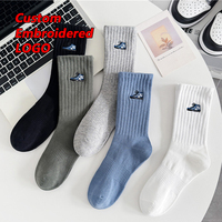 Chaussettes de sport pour hommes, en coton de haute qualité, personnalisées en gros, couleur unie, absorbant la transpiration, compressives et rembourrées