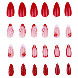 <span class=keywords><strong>Faux</strong></span> <span class=keywords><strong>ongles</strong></span> à presser style européen et américain, amande, couleur rouge unie, résine, motif gouttelette, fleur blanche française, <span class=keywords><strong>pour</strong></span> femme, usage quotidien - Product Image 5