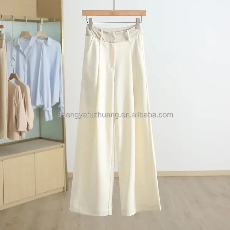 Hot selling casual wide leg pants loose linen light fabric high waist women's pants for ladies