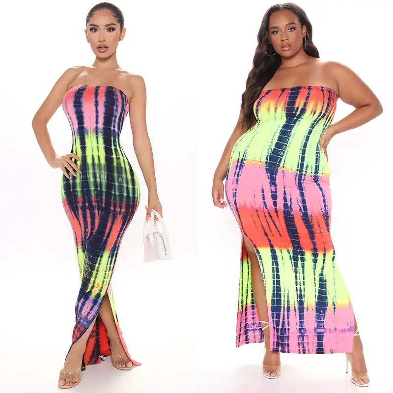 Bodycon Tube Tie Dye Summer Dress Sun Dresses 2022 Colorful Women Long Floral Summer Dress Womens Clothing