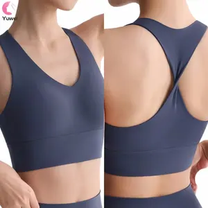 Built In Sports Bra Tank Top Sexy Back High Impact Longline Workout Yoga Bra Sports Bras