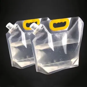 Logo kustom kapasitas besar dapat digunakan kembali Minuman berdiri dengan 2 5 10 liter plastik dilipat keluar kantong