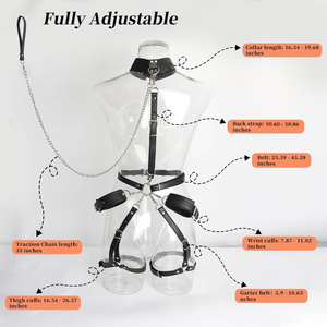 Ensemble de Contrainte avec Menottes Inversées et Sangles de Liaison Fessier-Jambe, Jouets d'Assistance Sexuelle pour l'Entraînement des Esclaves - Product Image 6