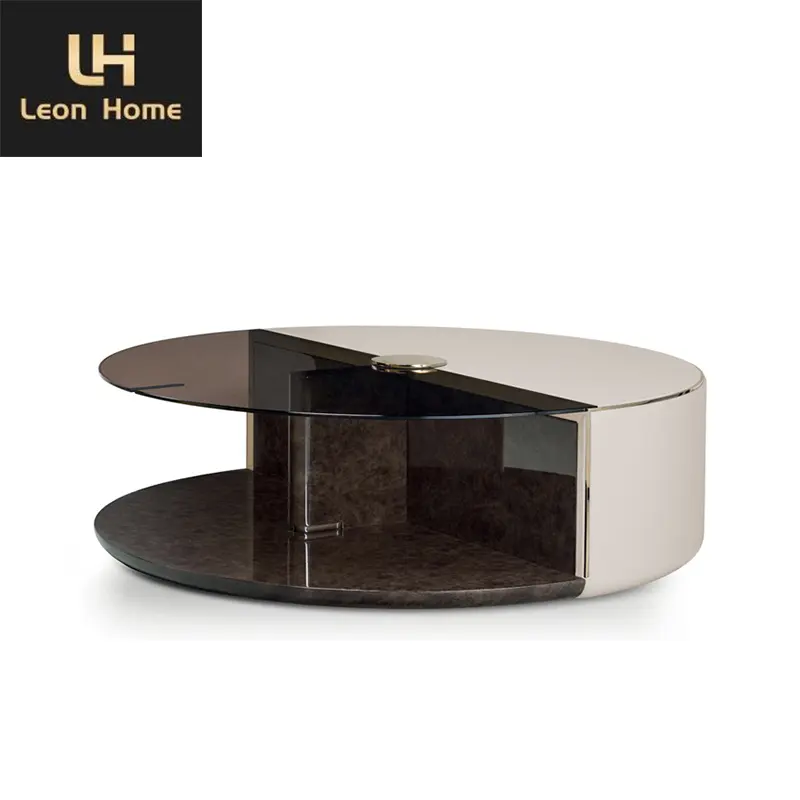 Итальянская высококачественная мебель Стильный Стеклянный столешница чайный столик простой стиль круглый журнальный столик