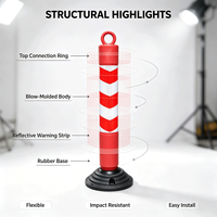 Poteau de signalisation routière réfléchissant en plastique moulé par soufflage, type bollard anti-collision pour parking, barrière de circulation Cyjt