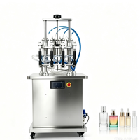 Machine de remplissage de parfum semi-automatique à 4 têtes, équipement de remplissage de liquides à 4 têtes, emballage métallique, 220V, scellage et emballage