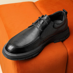 Chaussures Derby en cuir véritable pour hommes, à lacets, pour affaires, tenue formelle, bureau, carrière, quatre saisons, noir - Product Image 3