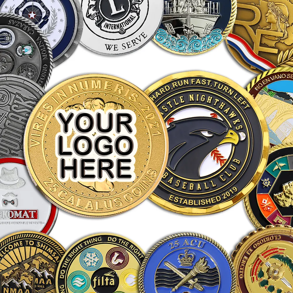 Personalisasi Logo kustom tantangan produsen koin 3D seng logam campuran emas perak logam Enamel koleksi koin kustom