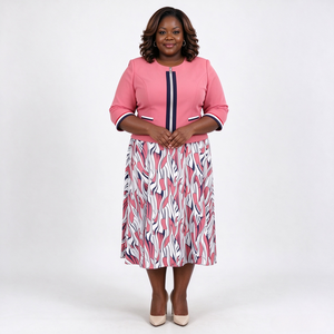 Costume deux pièces sur mesure pour femmes grandes tailles, veste à manches 3/4 et robe fourreau longue jusqu'aux genoux, tenue de travail formelle - Product Image 4