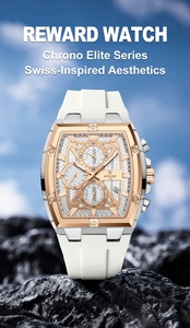 Reloj de Moda REWARD RD832261M en Oferta, Reloj de Pulsera para Hombre, Cuadrado, de Aleación, de Cuarzo, Resistente al Agua, con Calendario y Correa de Goma - Product Image 5