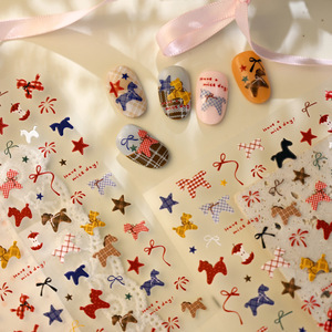Autocollants pour ongles à motif écossais britannique vintage TS4258, décorations mignonnes pour ongles en patchwork pour le Nouvel An, pour la manucure DIY - Product Image 2
