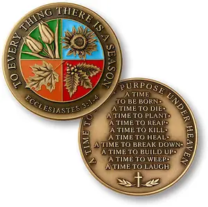 TO EVERY THING THERE IS A SEASON custom antique bronze coin token