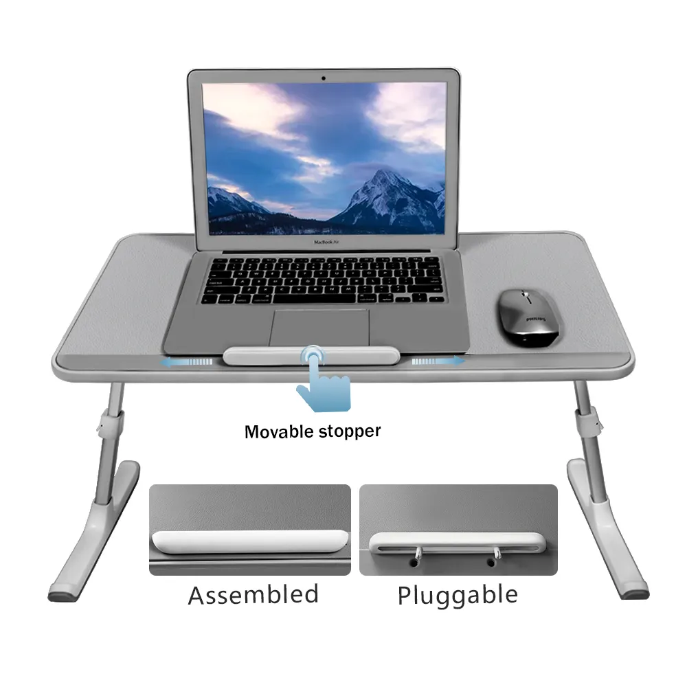 SAIJI-escritorio para portátil de pvc, deflector extraíble, patas de trineo de nieve, tamaño grande, bandeja para cama y mesa de estudio