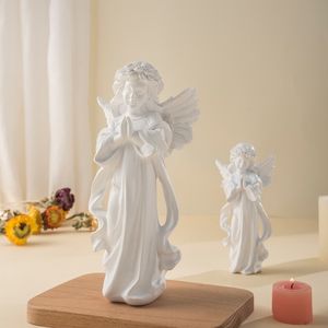 Estatua de Ángel Niña <span class=keywords><strong>Alice</strong></span> en Resina, Estilo Nórdico, Linda Figura de Ángel Rezando con Alas, Decoración de Escritorio para el Hogar, Escultura de Ángel en Resina - Product Image 2