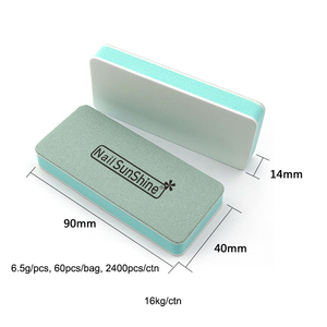 卸売/OEM両面600/3000グリットグリーンカスタムロゴミニ長方形グリーンブロックスポンジネイルバッファー - Product Image 3