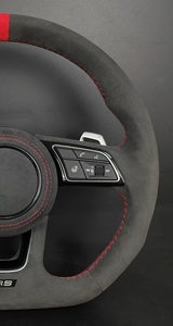 Volant personnalisé en cuir et fibre de carbone à 3 branches avec ligne d'accentuation rouge pour la <span class=keywords><strong>s</strong></span>érie <span class=keywords><strong>Audi</strong></span> - Product Image 5