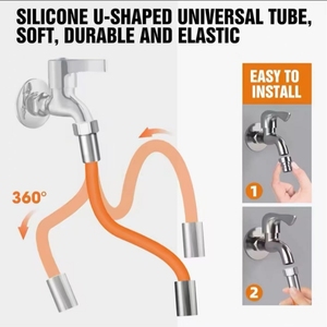 <span class=keywords><strong>Tuyau</strong></span> d'extension universel flexible anti-éclaboussures en forme de robinet orange, design moderne, pour accessoires de robinet de cuisine - Product Image 3