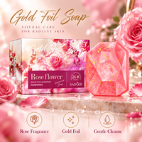 Savon en Gros à la Rose et à la Feuille d'Or 100g OEM & ODM Savon Artisanal à l'Huile Essentielle de Diamant Hydratant Éclaircissant pour le Corps