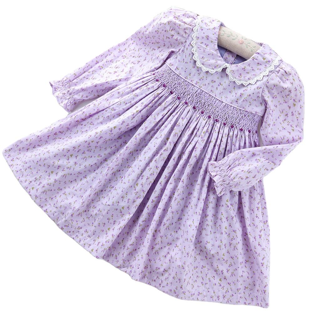Little Shop Dresses Fall Winter Flower Purple Long Sleeve Little