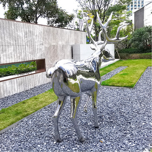 Stainless Steel Deer Sculpture Mirrored Finish Outdoor Garden Ornament Modern Animal Statuary Freestanding Landscape Decoration - Product Image 2