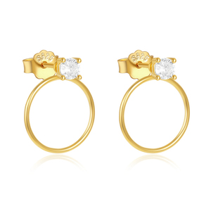 ROXI Boucles d'oreilles simples pour femmes en argent sterling 925 plaqué or 18 carats, cercle tendance avec zircon - Product Image 1