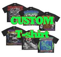 T-shirts Boxy Personnalisés de Haute Qualité avec Logo, Coton Lourd 220 GSM, Impression Strass, Coupe Courte, DTG, Ourlet Brut, Style Streetwear
