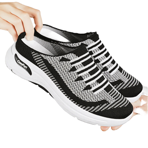 Women's Lightweight Breathable Slip Resistant Woven Summer Sandals <b>Soft</b> Soles Half-Draped Outdoor Sport Slippers Court Sneakers - Product Image 1