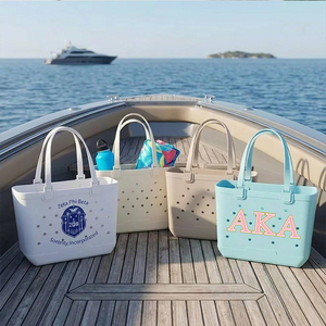 Bolsa de Playa de EVA con Letras Griegas y Logotipo Personalizado, Bolsa de Playa de Goma de Gran Capacidad para Fiestas al Aire Libre, Impermeable y Perforada - Product Image 1