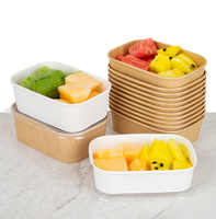 Contenants alimentaires rectangulaires en papier kraft à bord renforcé Greenpacking avec couvercles, recyclables, jetables, micro-ondables pour aliments chauds/froids