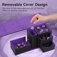 MIO PU + Flanelle Dice Tray Tower Boîte de rangement 3-en-1 Stand Button Closure (Dice Rolling Tray Tower Storage Drawer) DND RPG for Gift