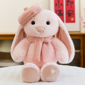 Đáng Yêu Dài Tai Bunny Đồ Chơi Sang Trọng Sáng Tạo Thỏ Mặc Mũ Và Khăn Thú Nhồi Bông Đồ Chơi Bán Buôn Bán Lẻ Quần Áo Thỏ Búp Bê - Product Image 3