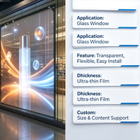 Écran LED transparent d'usine, film LED flexible, écran d'affichage cristallin sur les vitrines des centres commerciaux, panneau publicitaire LED sur verre