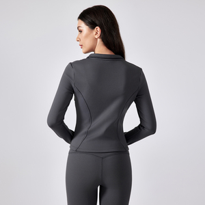 Vestes de yoga respirantes à fermeture éclair pour l'hiver 2024, vestes de sport en polaire pour adultes, entraînements de gym, course à pied, fitness, avec trou pour le pouce, extensible dans les quatre sens - Product Image 2